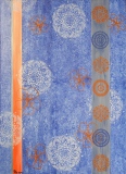 Panneau décoratif - argent, orangé, bleu - Abstraits